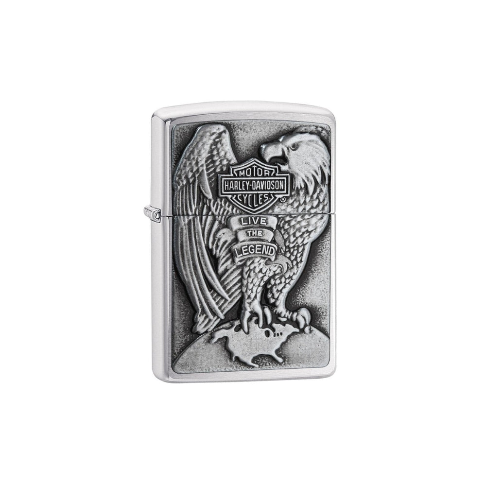 ZIPPO® | Harley-Davidson® | Brushed Chrome Live The Legend | Mit Gravur möglich